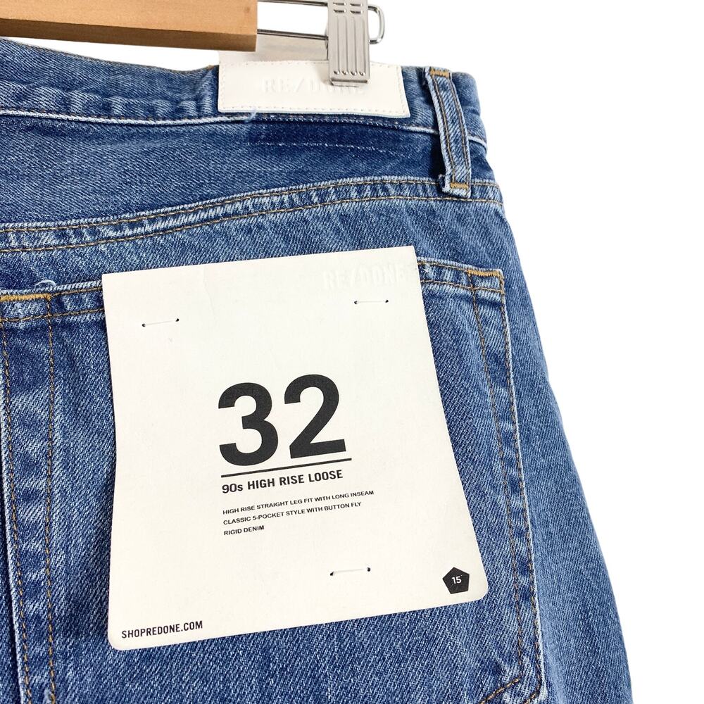 NWT RE/DONE Redone 90's High Rise Loose Relaxed Jean Washed Indigo With Rips 32 - Picture 7 of 9